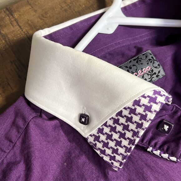 Maceoo Mens Size 5/XL Long Sleeve Button Up Shirt Purple Flip Cuffs - Picture 4 of 12